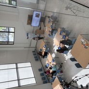 Overhead shot of attendees at event